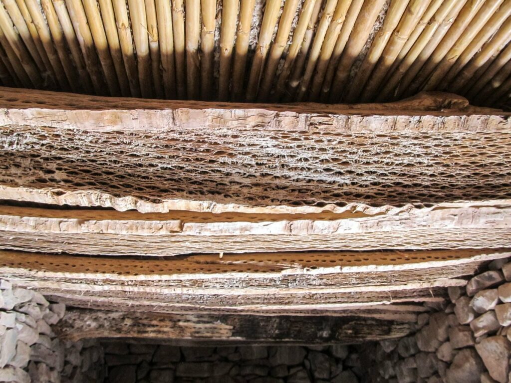 Tilcara: toit en bois de cactus