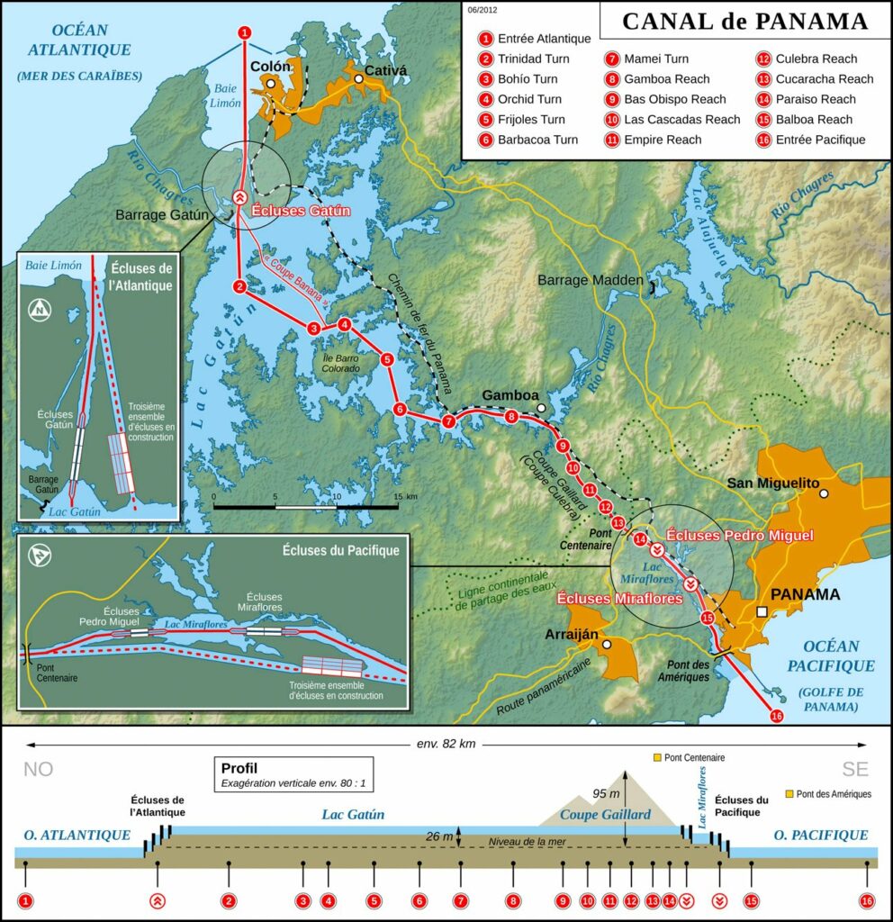 Canal de Panama: ensembles de 3 écluses (dont Miraflores) et un lac